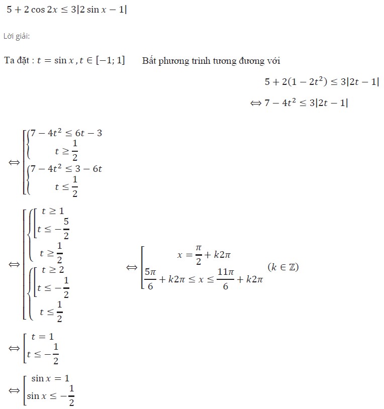 bài tập 2 giải bất phương trình lượng giác